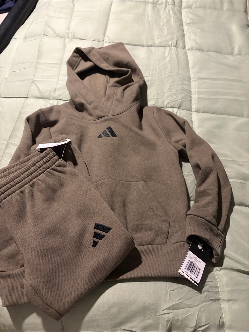 Adidas Kids Taupe Hoodie & Sweatpants Set